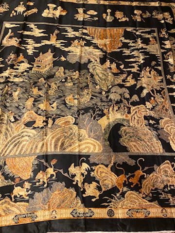 Chanel Black & Gold Print Silk Scarf w/ Scene (1 of 4)