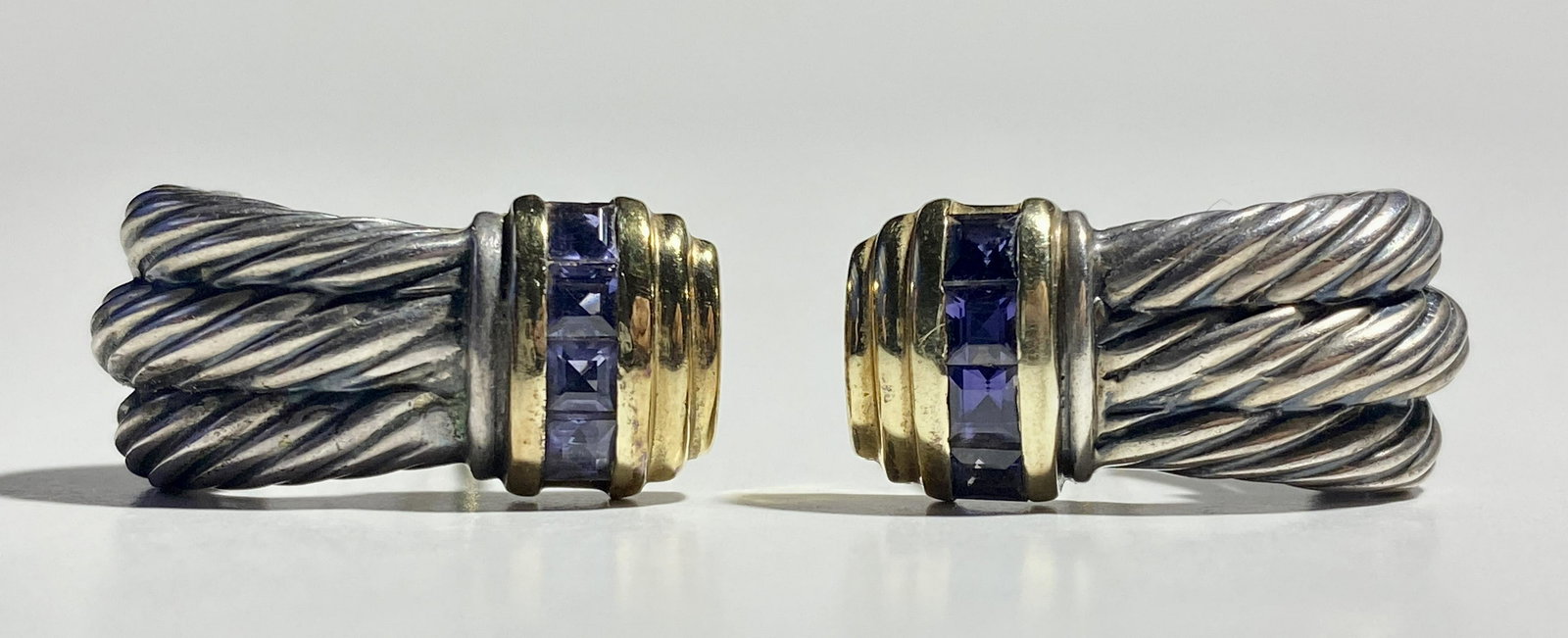 David Yurman Cable Design earrings with square iolites (1 of 4)