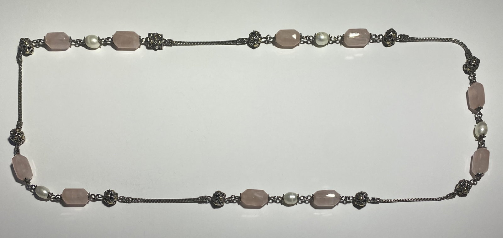 John Hardy - Pearl and Pink Quartz Sterling Silver and 18k gold Necklace (1 of 3)