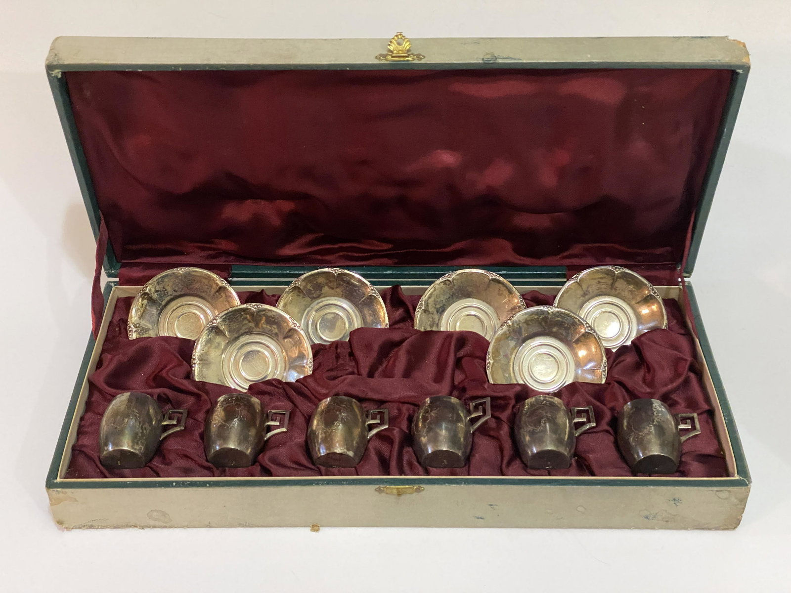 German Silver Cups & Saucers in Original Box (1 of 4)