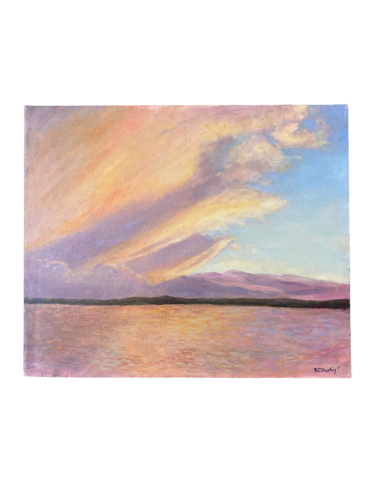 Bette Lou Voorhis Signed Original "Dusk Skyline Over Water" (1 of 3)