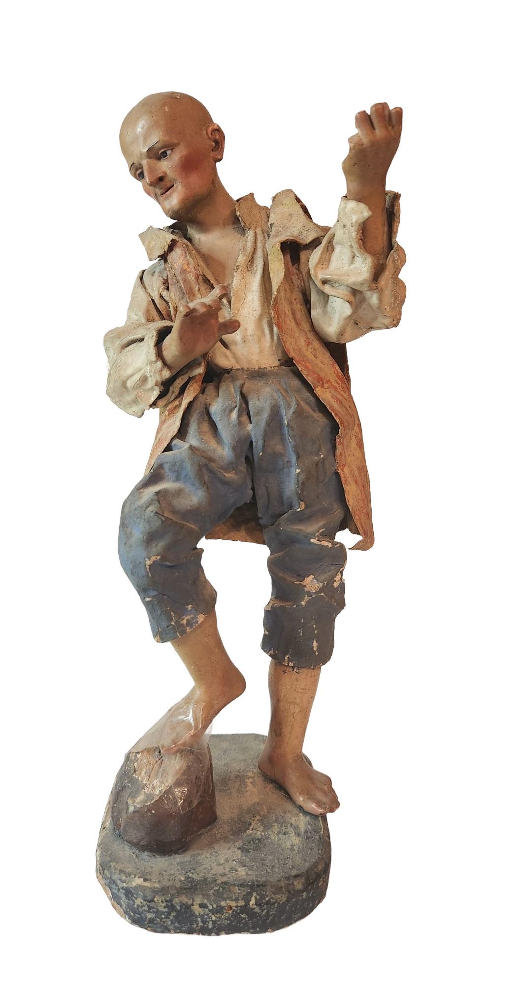 Dancing Man  Santon Statue with Painted Paper Clothes (1 of 8)