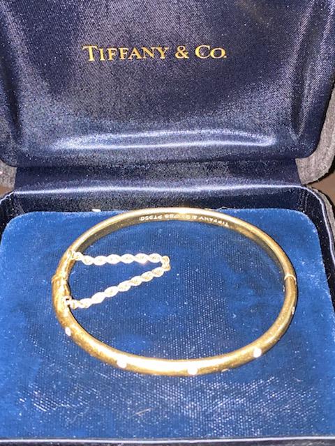 Tiffany & Co. "Etoile" Bangle 10 Point Diamond 750 Yellow Gold PT950 (1 of 5)