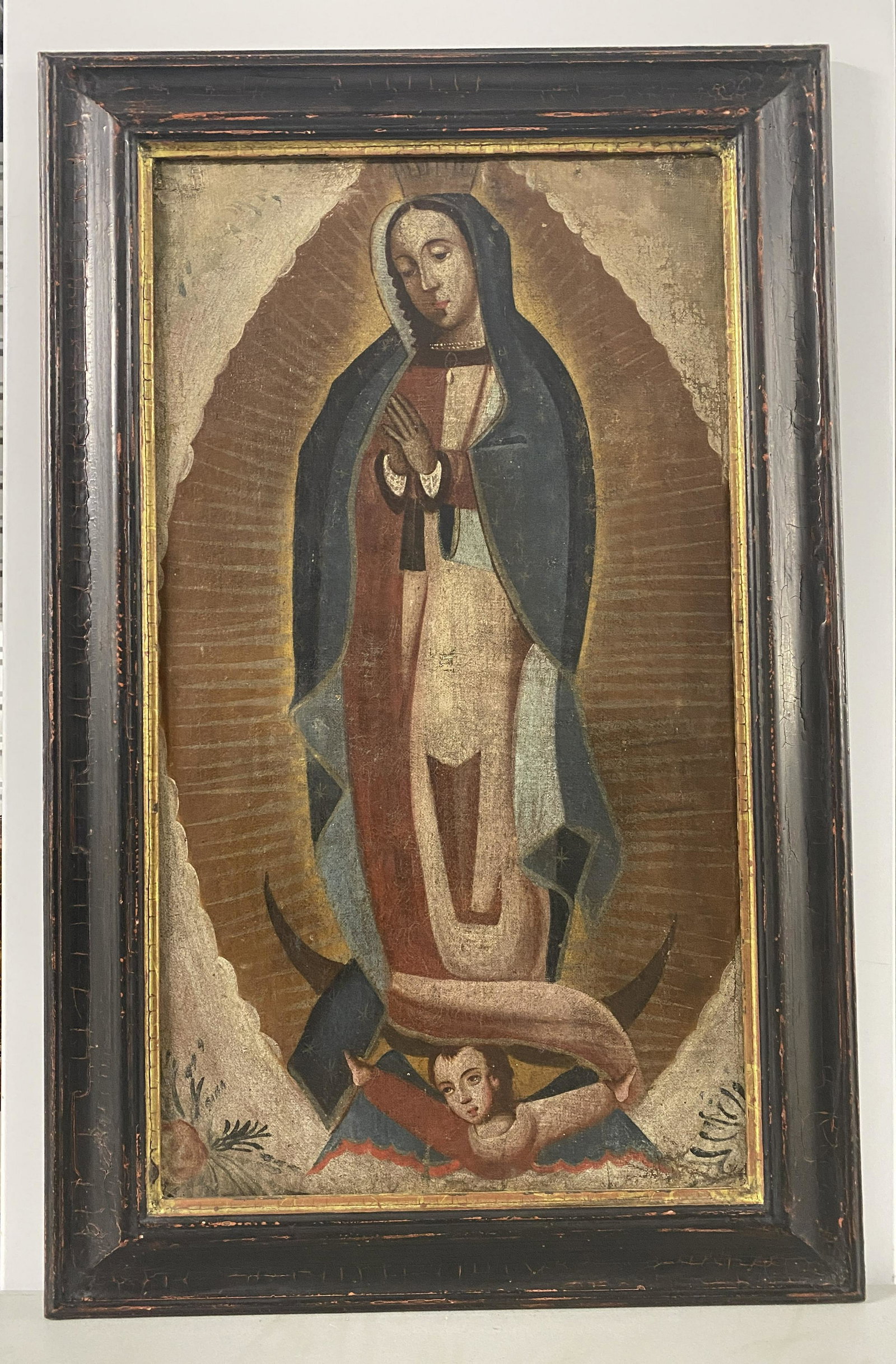 "Our Lady of Guadalupe" Oil on Canvas Painting: Our Lady of Guadalupe, also known as the Virgin of Guadalupe, is a Catholic title of Mary, mother of Jesus associated with a series of five Marian apparitions, which are believed to have occurred in D