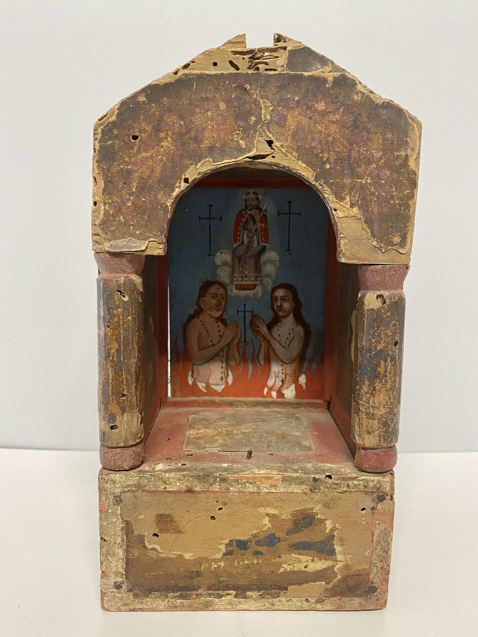 Spanish Colonial "Jesus Saves II" Retablo Nicho Box (1 of 4)