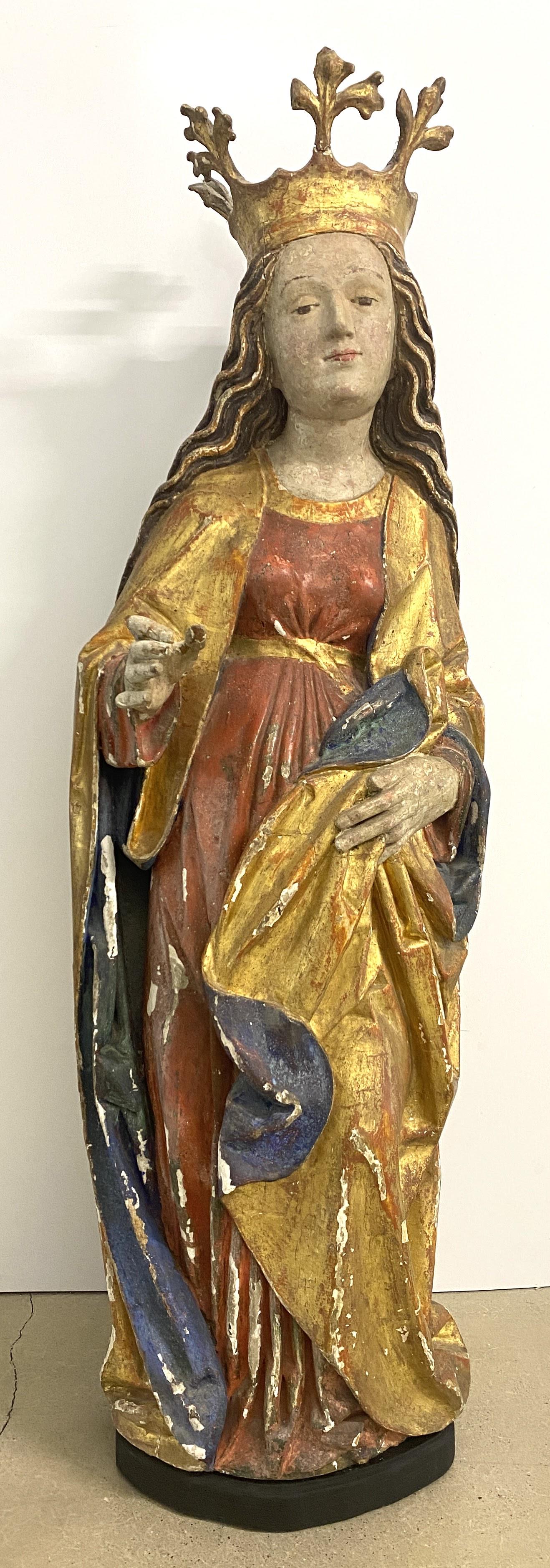 Spanish Colonial "St. Catherine" Wooden Figure (1 of 6)