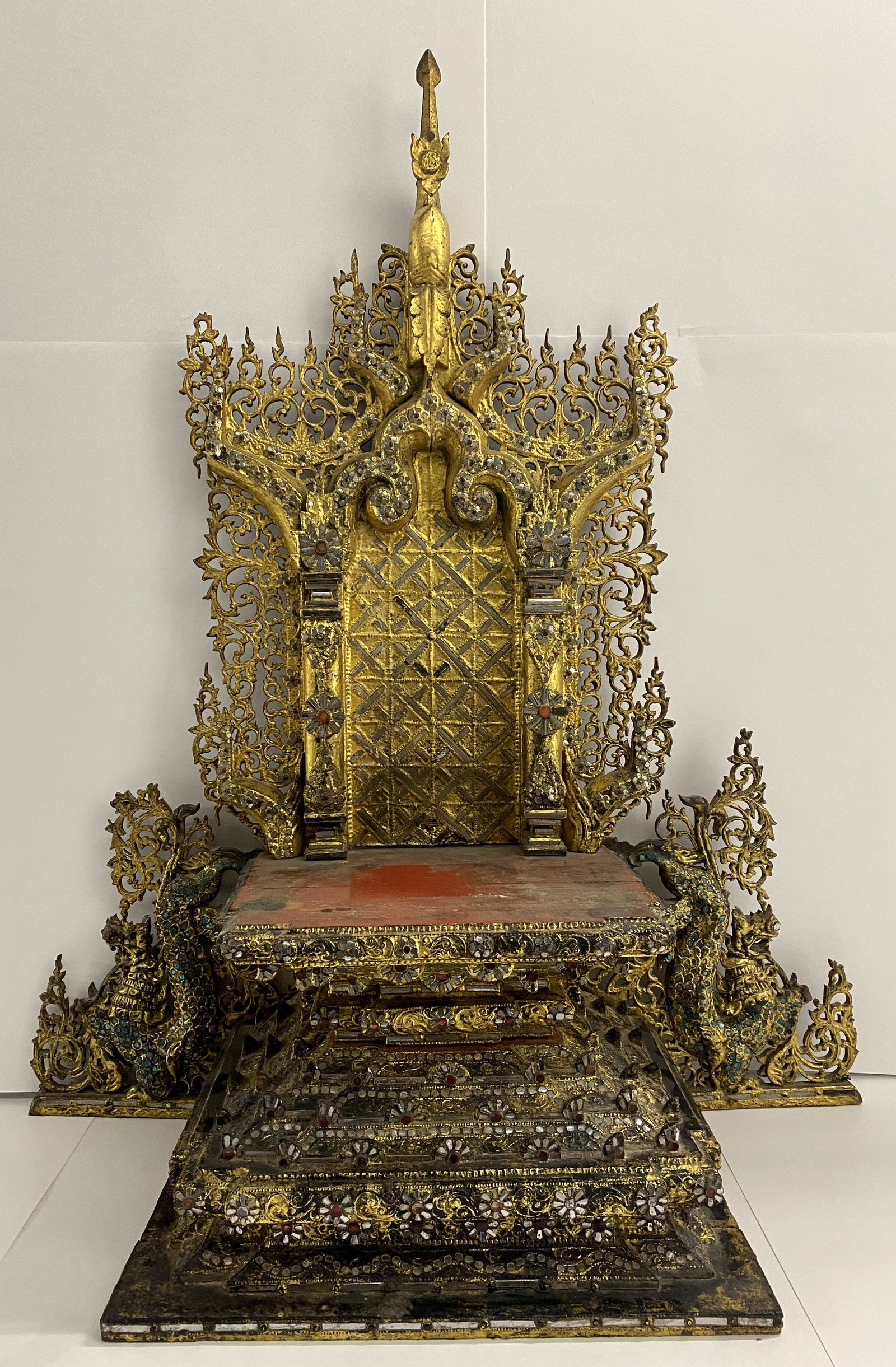 Grandiose Burmese Buddha Gilt Wood Palin (Throne) (1 of 6)