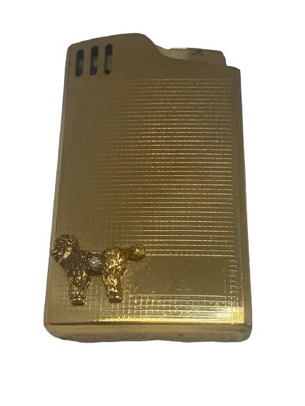 ARIA Brass Tone Wind-Up Musical Lighter w/ Poodle Dog (1 of 3)