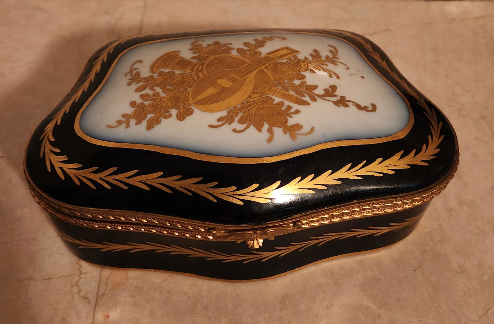 Limoges France Cobalt Blue / Gold  Trinket Box Decor Main (1 of 3)