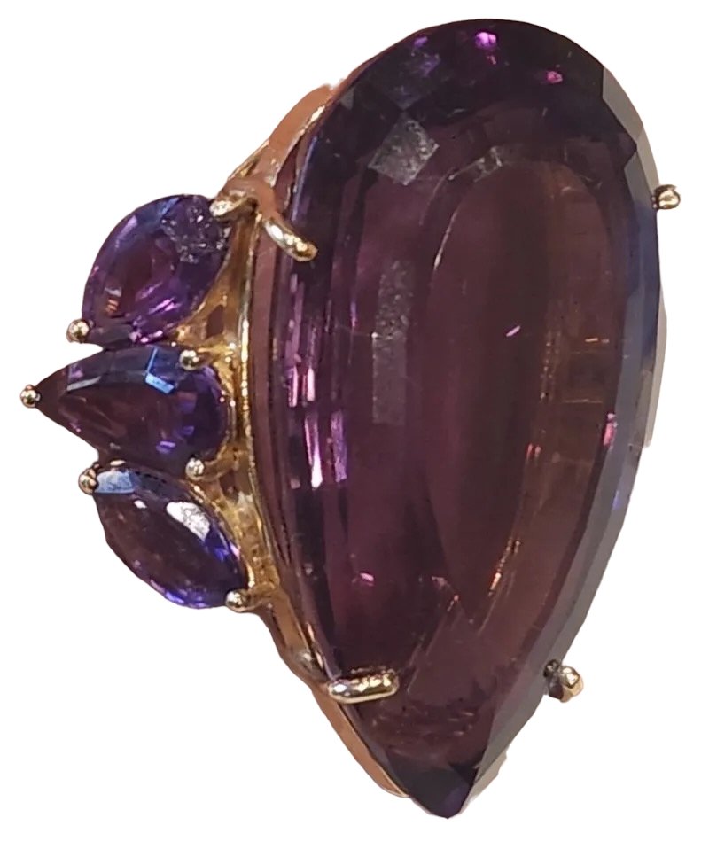 14k Custom Made Violet Purple Amethyst Ring and Earring set (1 of 11)