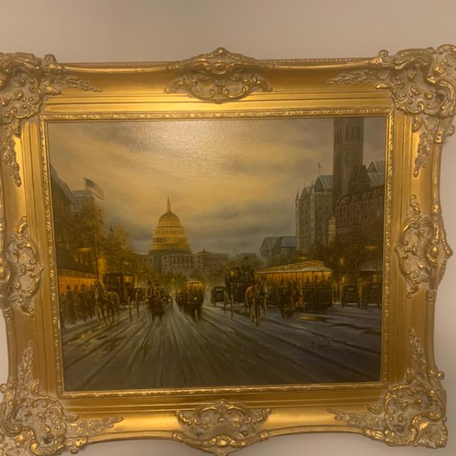 Signed Oil on Canvas of 1920's "Pennsylvania Ave, Washington D.C." (1 of 4)