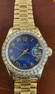 Rolex 18k lapis dial diamond bezel ladies presidential