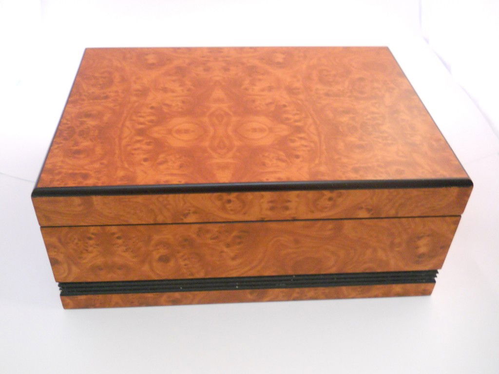 CIGAR BOX: FROM GENE RODDENBERRY ESTATES APPROX 12"ACROSS X 9"BACK X 4"DEPTH