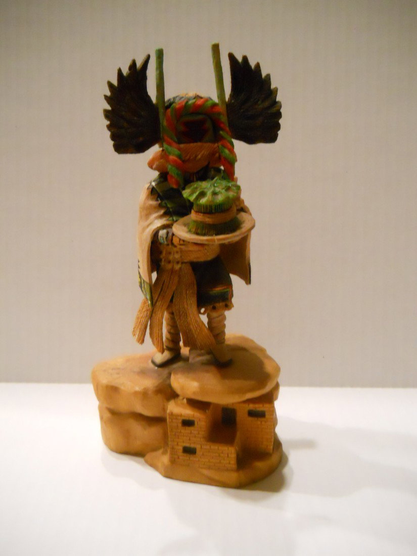 KACHINA SIGNED MILTON HOWARD: KACHINA ARTIST SIGNED M. HOWARD APPROX. 9.5"H. BASE IS 4.5" X 3" MILTON HOWARD CRAFTED KACHINA