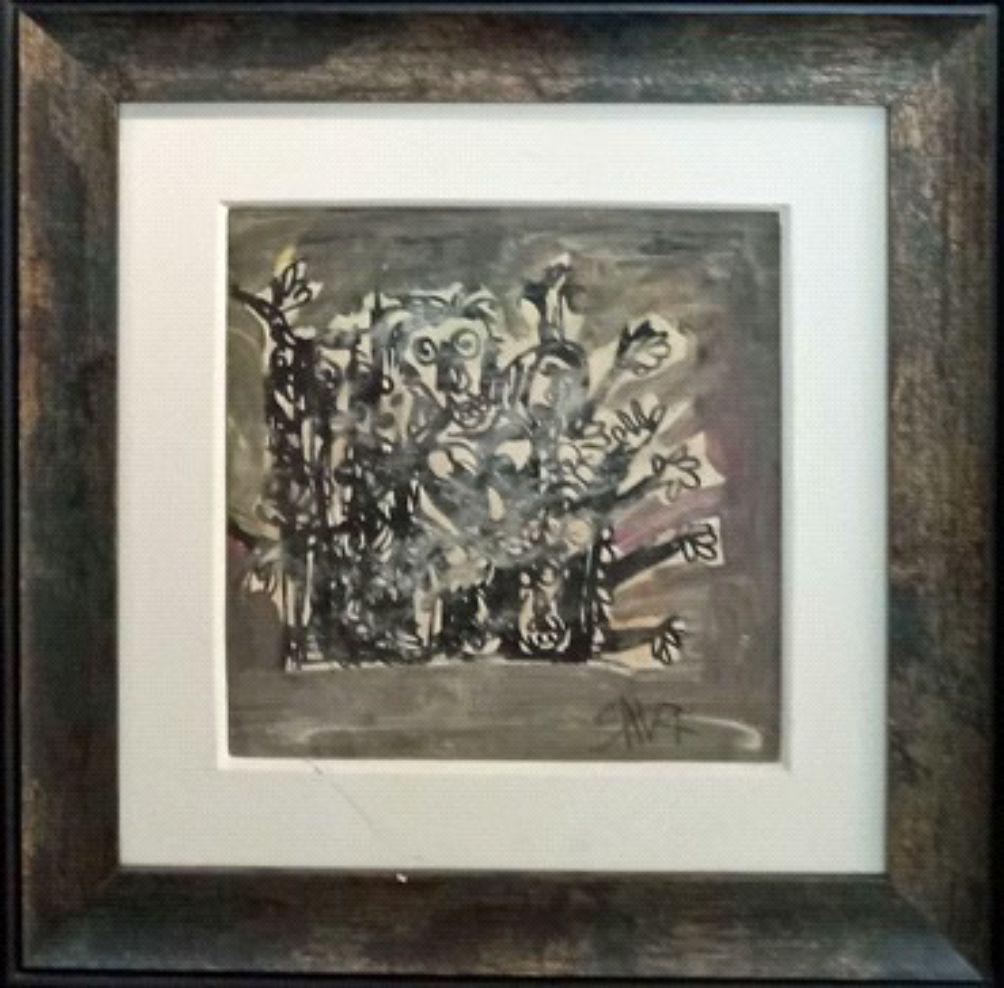 Antonio Saura "Neo-Expressionist Portrait" - Original Watercolor and Ink: Antonio Saura (1930-1998) Neo-Expressionist Portrait - Medium: watercolor and ink - Signed lower right and dated 1981. Measures 9" x 8" (unframed). From a Beverly Hills private collection.