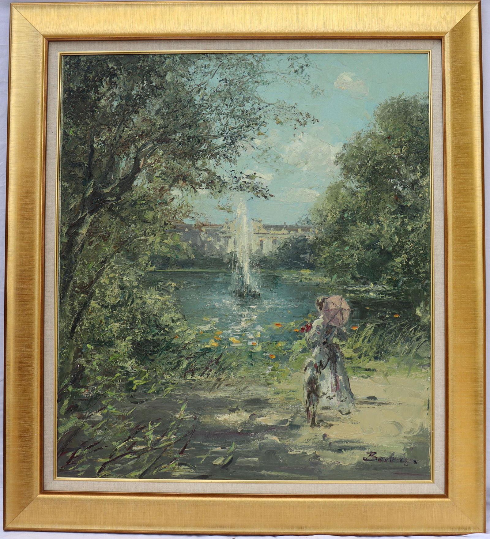 Hans Becker "The Fountain" - Oil on Canvas: Becker "The Fountain" - Oil on Canvas 27"x 31". Hans Becker was a German postwar and contemporary painter, born in 1930, died 2013. Known for his impressionist style of paintings.