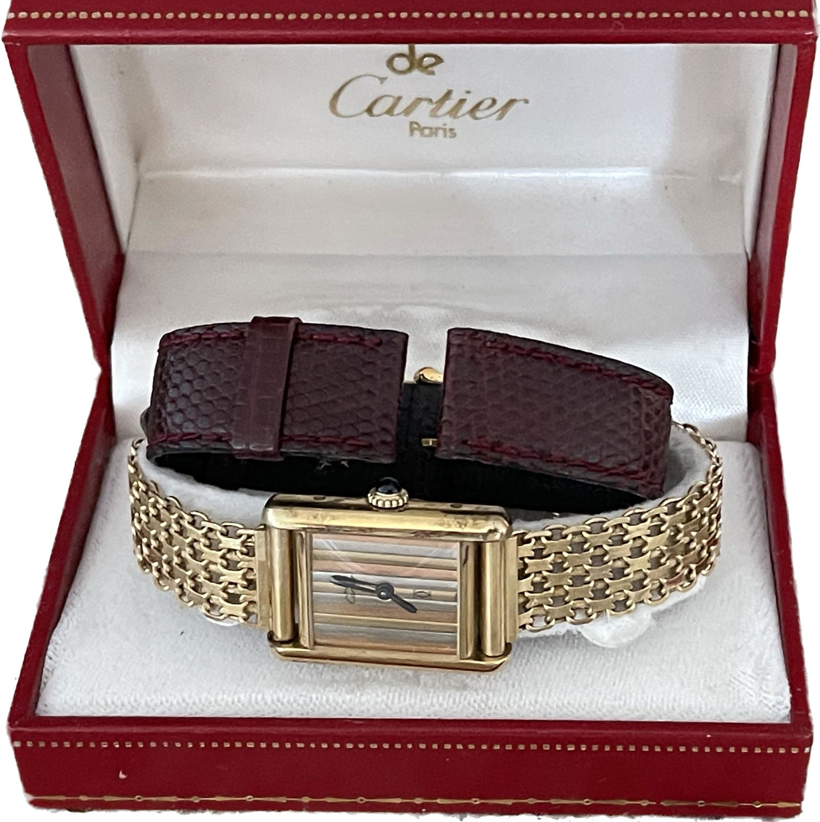 Cartier Vermeil Trinity Tricolor 925 Sterling Silver Gold Tone Tank Watch (1 of 6)