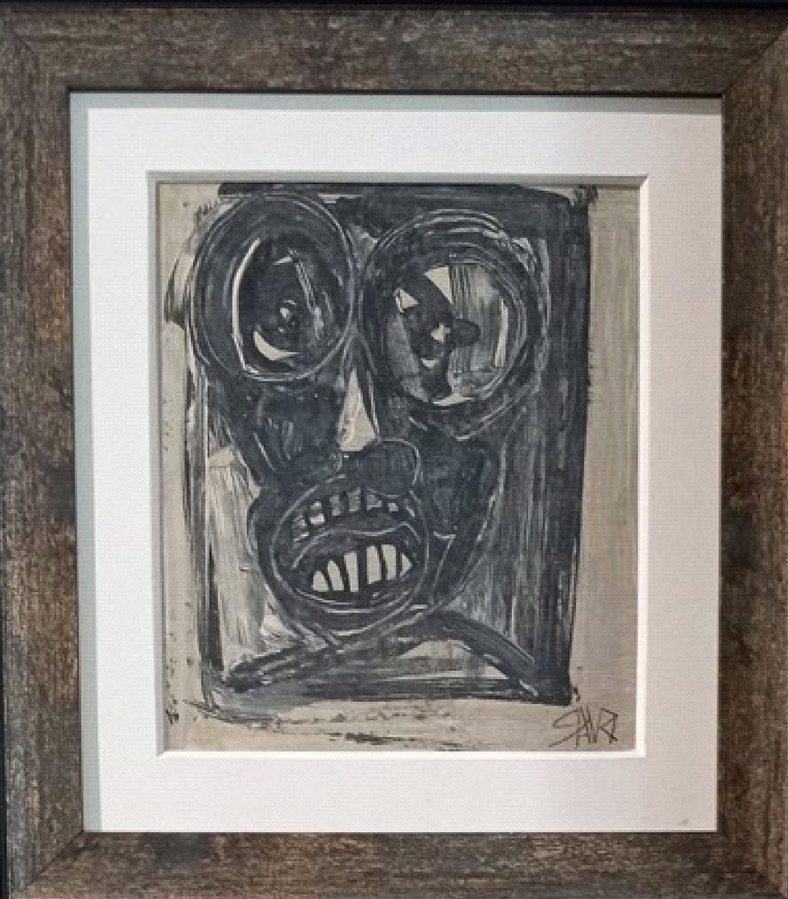 Antonio Saura "Neo-Expressionist Portrait" - Original Watercolor and Ink: Antonio Saura "Neo-Expressionist Portrait" - Original Watercolor and Ink Antonio Saura (1930-1998) Neo-Expressionist Portrait - Medium: watercolor and ink - Signed lower right and dated 1981. Measures