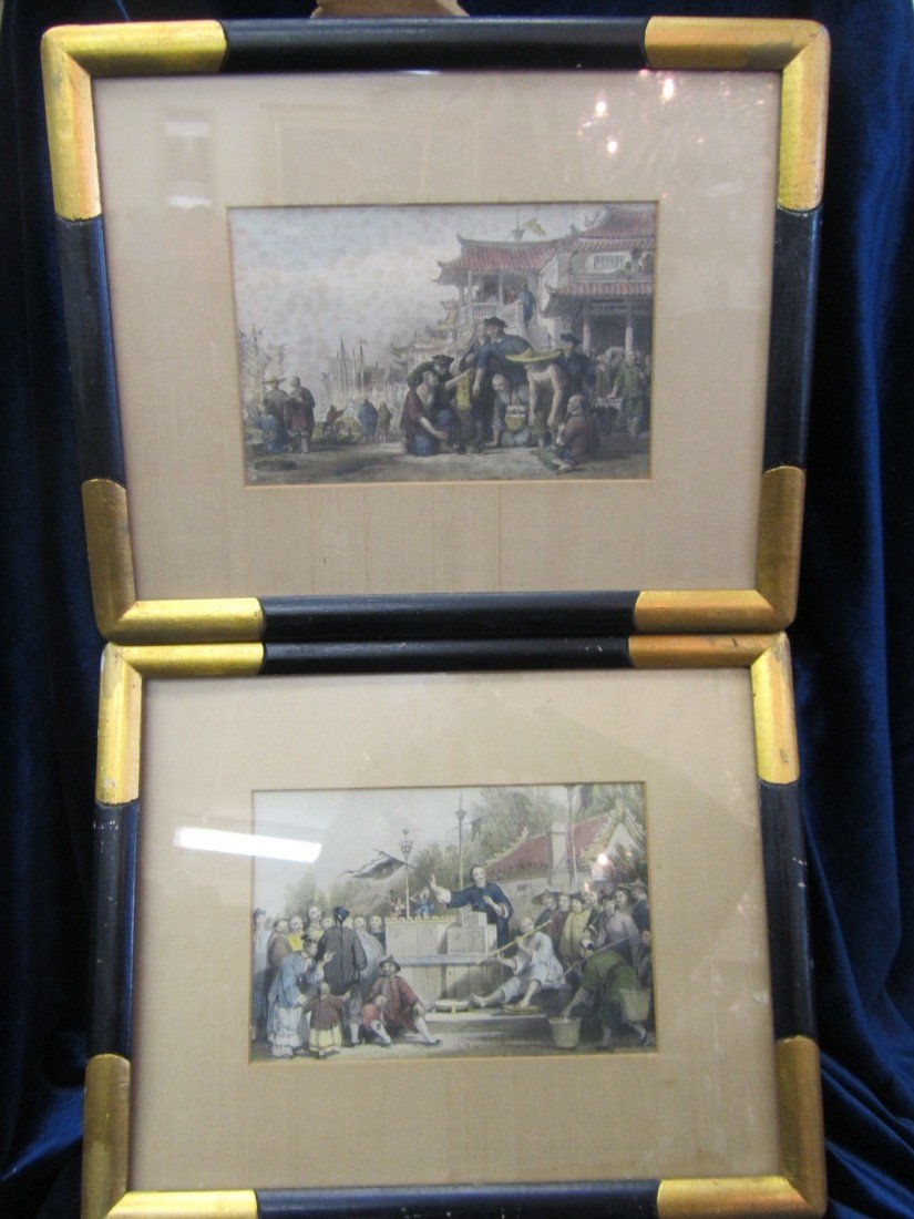 CHINA VIEWS- THOMAS ALLOM SET OF 2: CHINA VIEWS- THOMAS ALLOM SET OF 2 EACH IS APPROX 10'' X 13'' WITH THE FRAME; 5'' X 7.5'' WITHOUT. THOMAS ALLOM WAS AN ENGLISH ARCHITECT, ARTIST, AND TOPOGRAPHICAL ILLUSTRATOR. HE WAS A FOUNDING MEMBE