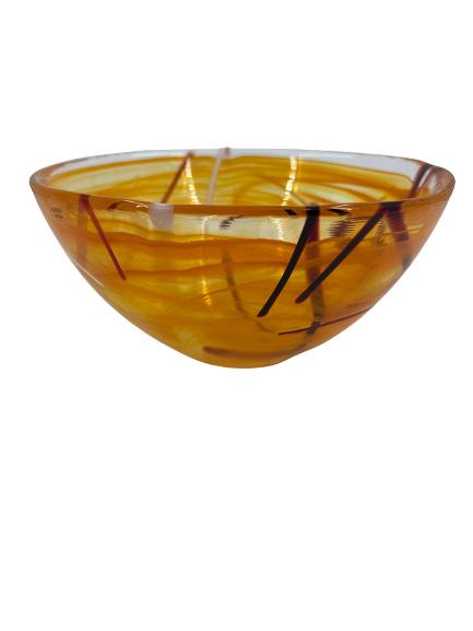 Kosta Boda Hand-Blown Glass Bowl, Signed - Orange Swirl Bowl (1 of 5)