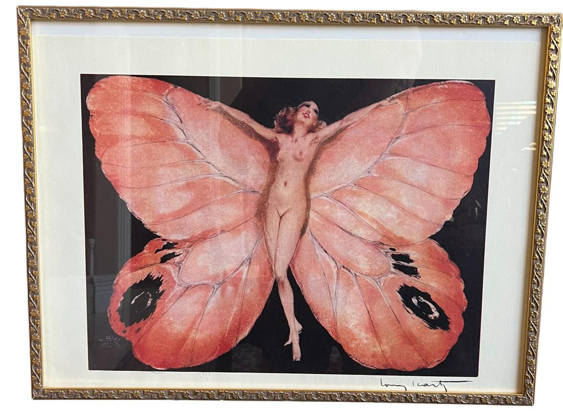 Louis Icart "Fluttering Butterfly Woman" - Numbered right corner with impressed windmill stamp and (1 of 3)