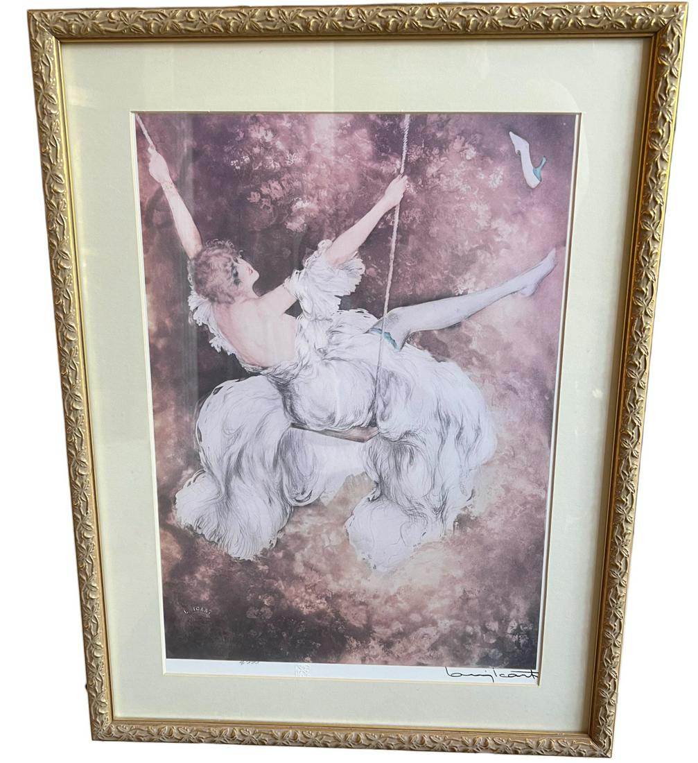 Louis Icart "The Swing" - Seal and Signed Etching Lithograph. (1 of 3)