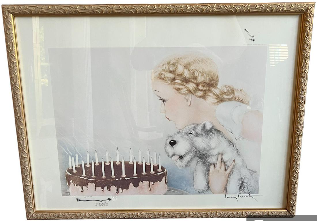 Louis Icart "Happy Birthday" -  Seal and Signed Etching Lithograph. (1 of 4)