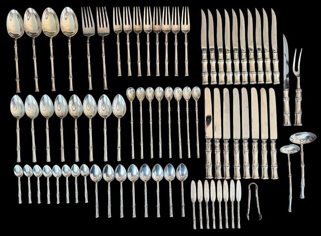 Tiffany Sterling Set W Serving 77 Pieces Pattern Bamboo (1 of 10)