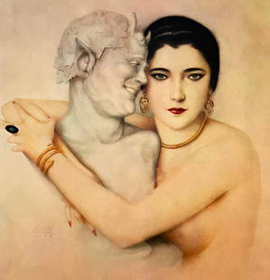 Alberto Vargas "Nita Naldi" - Fully Signed Lithograph on Paper.: Alberto Vargas "Nita Naldi" - Fully Signed Lithograph on Paper. Size: Approx. 22"x29". Unframed. Shipped rolled in a heavy cardboard mailing tube. His intriguing nude in embrace with her fiendish frie