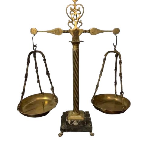 Apothecary Balance Scale Of Brass And Italian Marble - (1 of 6)
