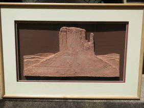 CARL BANDY,SIGNED ART,WEST MITTEN MONUMENT VALLEY: FRAMED ART BY CARL BANDY, A NATIVE AMERICAN ARTIST FROM COLORADO. HE WORKS IN MANY MEDIAS; AMOUNG HIS FAVORITE IS THE POPULAR CAST PAPER SCULPTURES HIS CREATES FOR INSPIRATION OF LOVE & LIFE. TITLE