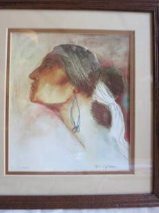 DOUBLE SIGNED R.C GORMAN ,NATIVE WOMAN: R.C GORMAN ,SIGNED. THE ARTIST IS INSPIRED BY THE NAVAJO PEOPLE AND BY TOAS. APPROX 13.5 INCHES HIGH X 12.5 INCHES WIDE