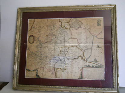 1632 ANTIQUE MAP,AMSTELODAMI SUMPTIBUS HENRICI HONDI: MEASURES 29 X 24 FRAMED. MAP MEASURES 22 X 17