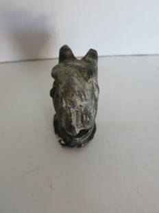 PRE COLUMBIAN ARTIFACT ,900-1400 AD: PRE COLUMBIAN ARTIFACT CERIMONIAL PANTHER..STAFF/CANE HEAD,CIRCA 900-1400 A.D 3 INCHES HIGH X 1 INCHES WIDE