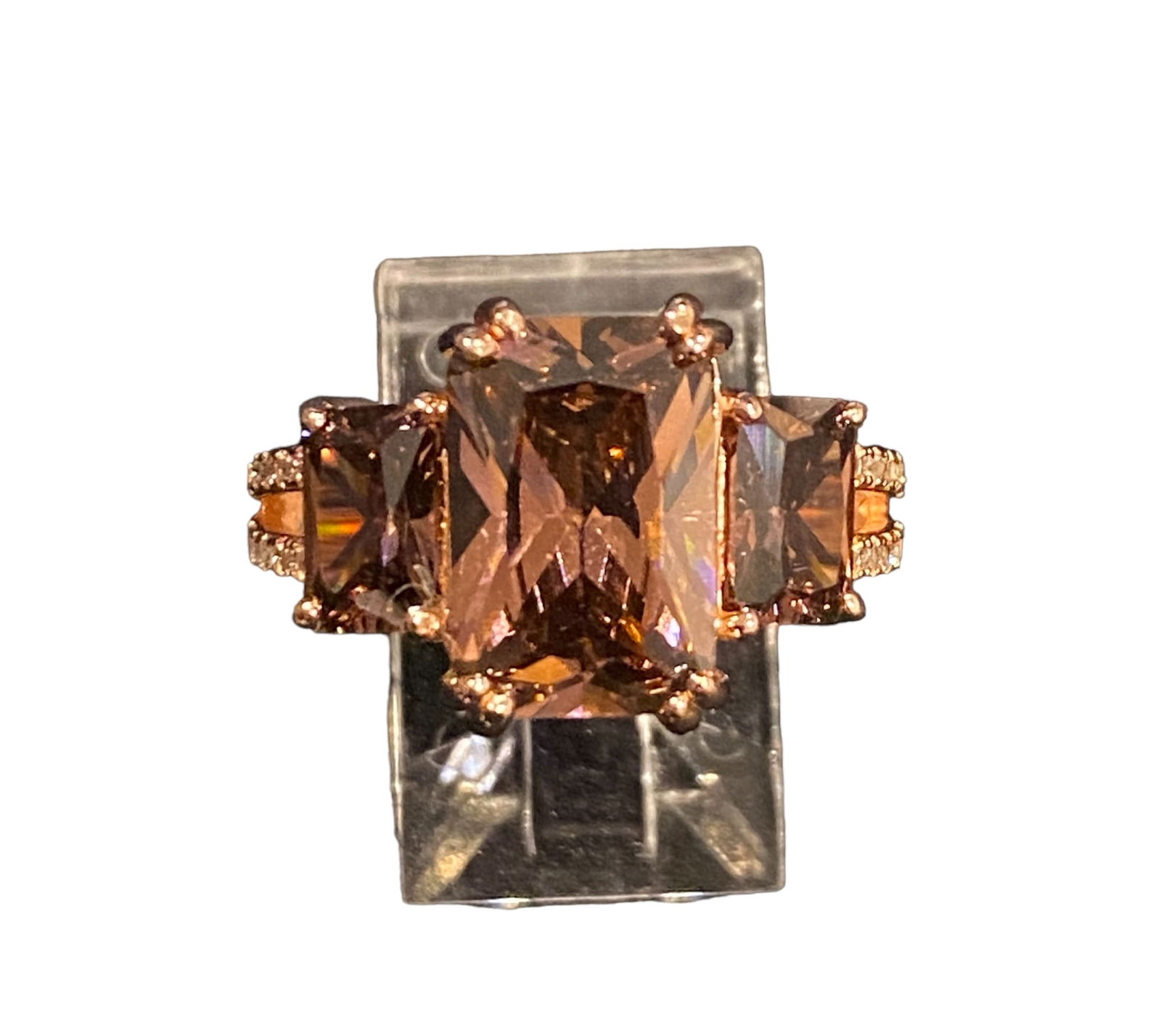 925 Sterling Silver Morganite and Diamond, Size 8, Stamped "925": 925 Sterling Silver Morganite and Diamond, Size 8, Stamped "925". Ships from Houston, TX.