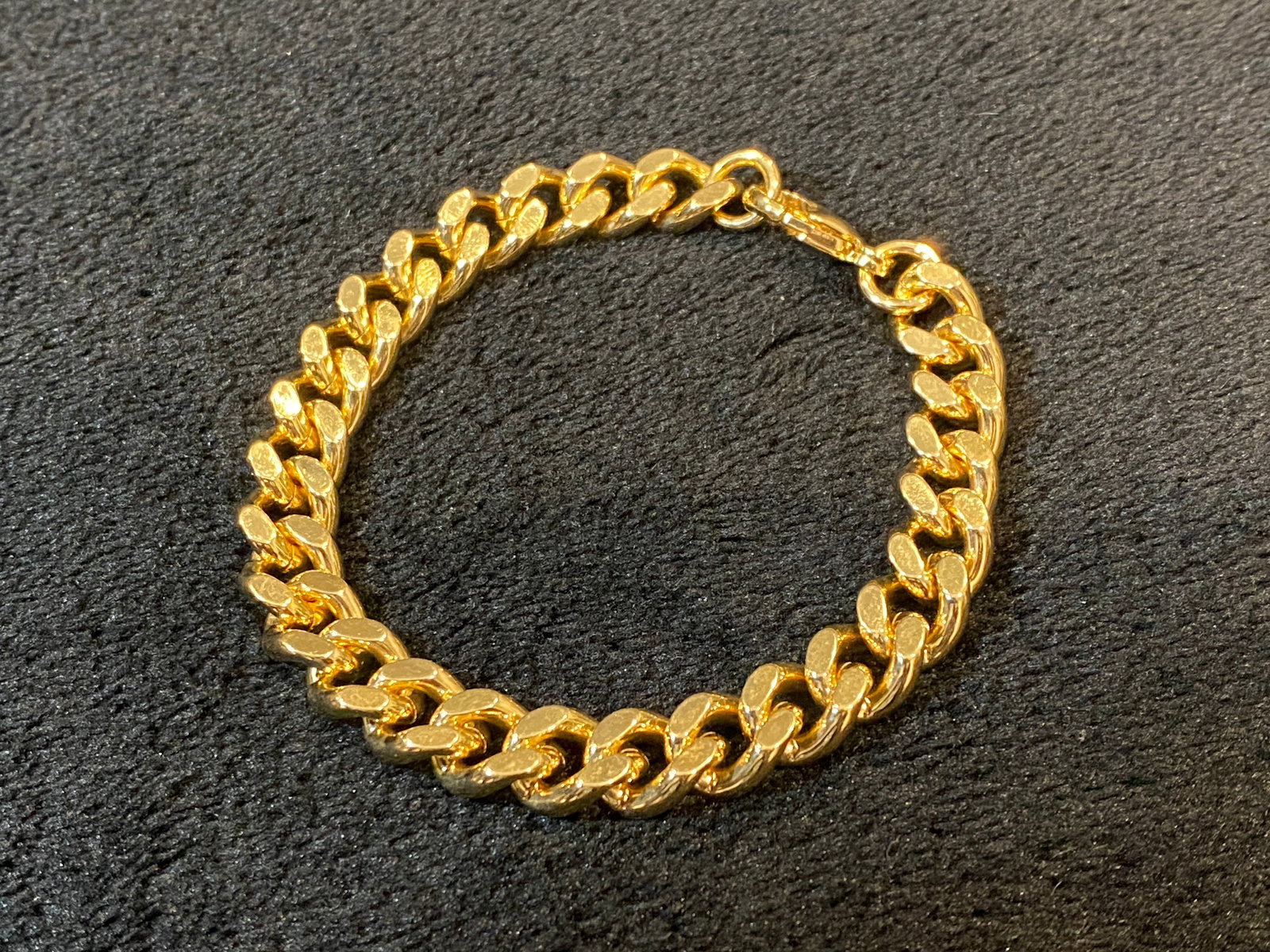 18K GP Cuban Link Gold Tone Chain Bracelet Solid Heavy Gold Stainless Steel Curb Link Chain Bracelet (1 of 4)