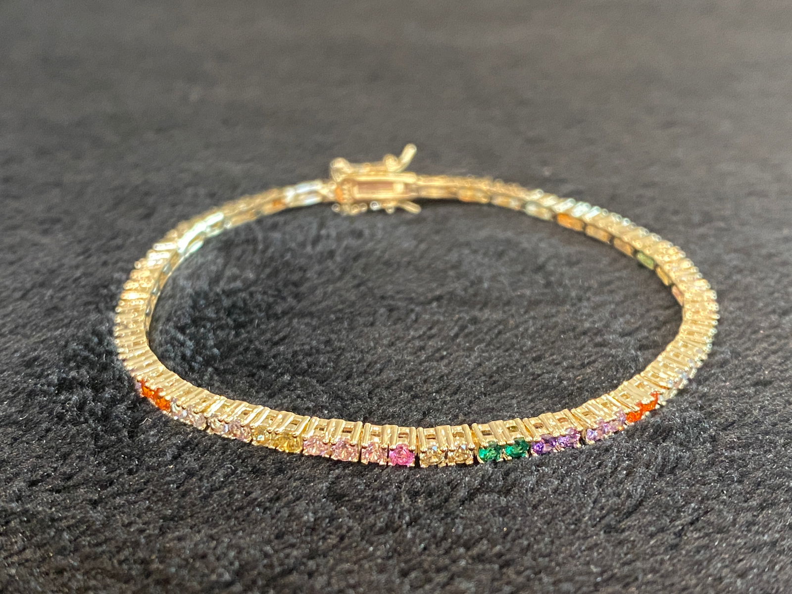 Rainbow Tennis Bracelet Multicolor Gemstones Over 925 Sterling Silver (1 of 3)