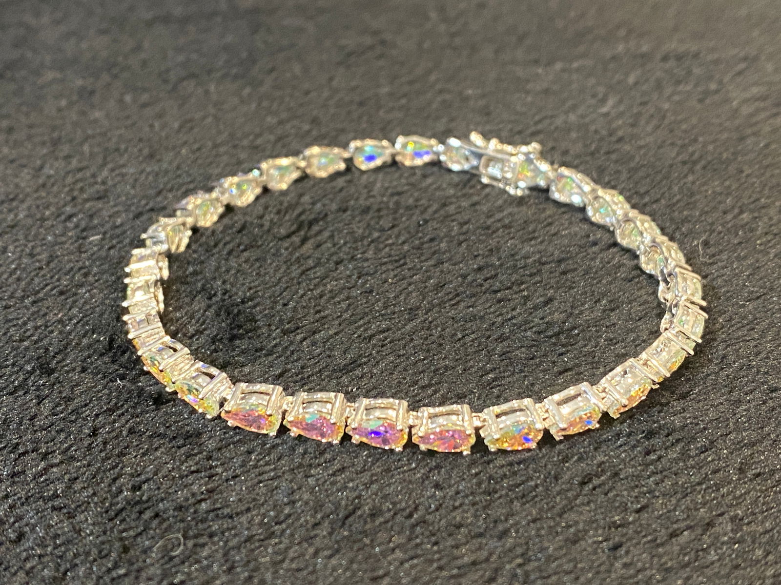 Rainbow Drop Tennis Bracelet Gemstones Over 925 Sterling Silver (1 of 3)