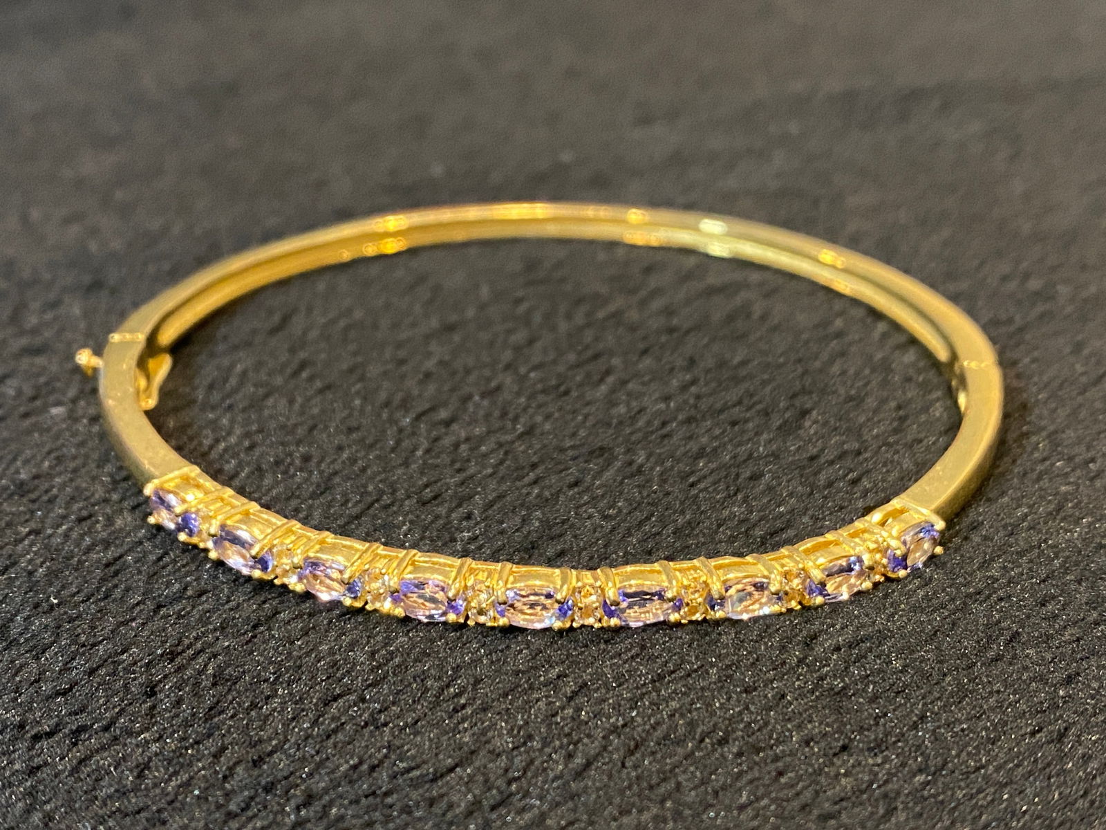 Blue Tanzanite 18k Yellow Gold Over Sterling Silver Bangle Bracelet 1.88ctw (1 of 3)