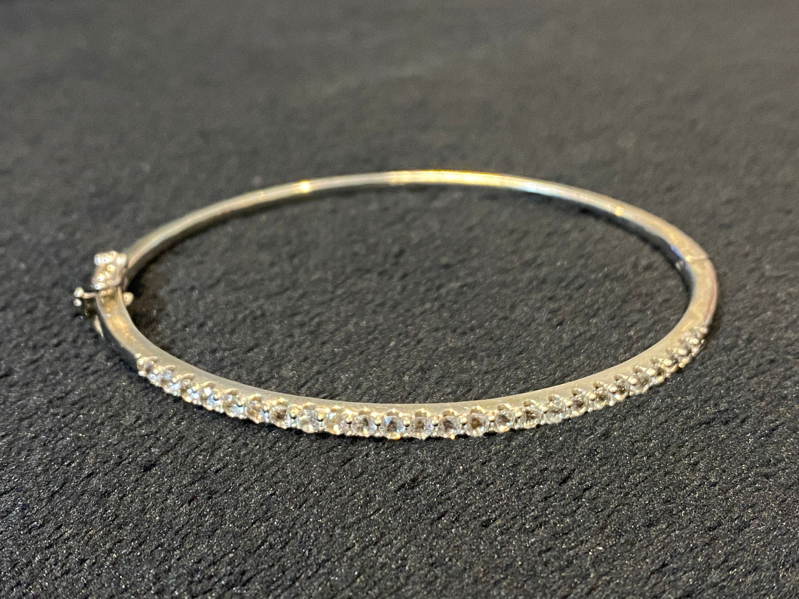 White Diamond Rhodium Over Sterling Silver Bangle Bracelet 0.15ctw (1 of 3)