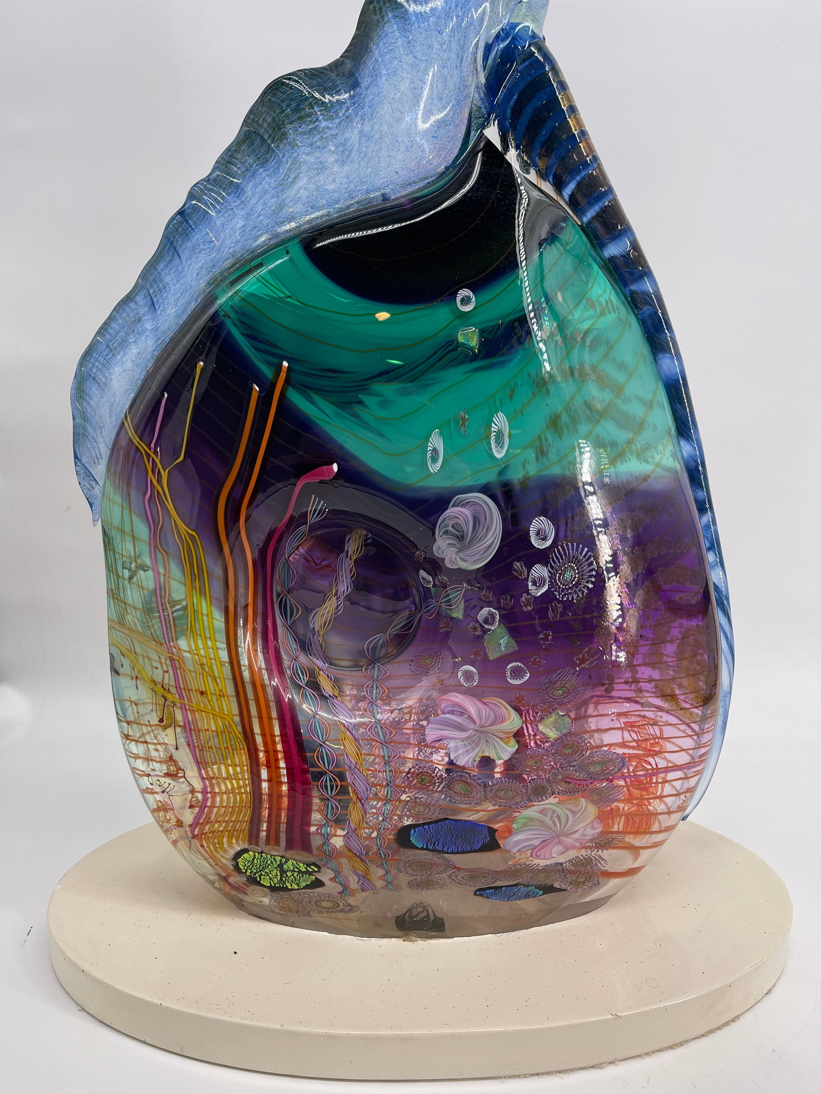 Glass Art Sculpture, James Nowak with Chris Hawthorne Artists Collaboration 1991 "Sea Motif" (1 of 10)