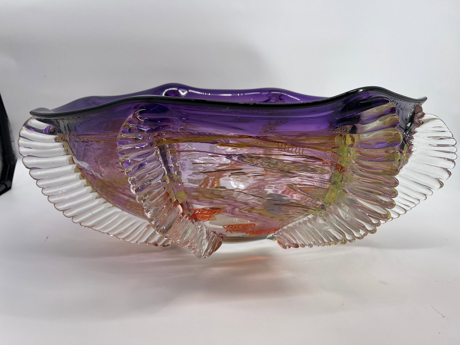 Glass Art Sculpture, James Nowak with Chris Hawthorne Artists Collaboration 1991 Art Glass Bowl (1 of 6)