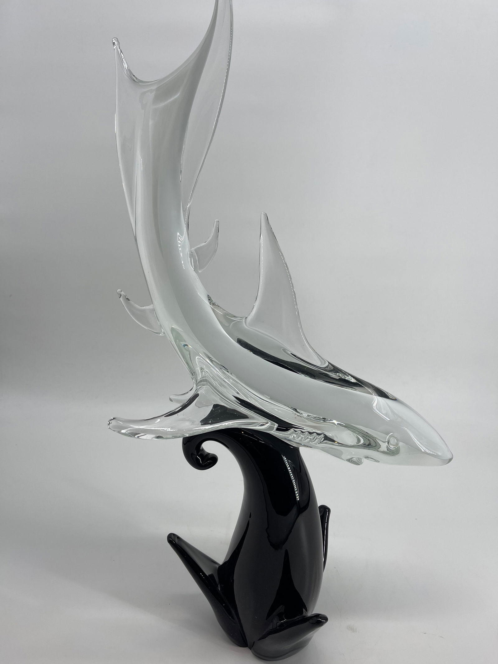 Murano Formia Vetri Black White Art Glass Shark Figurine (1 of 5)