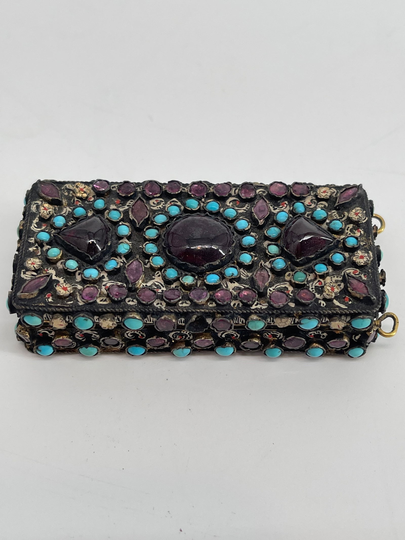 24KT Gold Jeweled Russian Enamel Box - Turquoise encrusted: 24KT Gold Jeweled Russian Enamel Box - Turquoise encrusted. Ships from Newport Beach, CA.