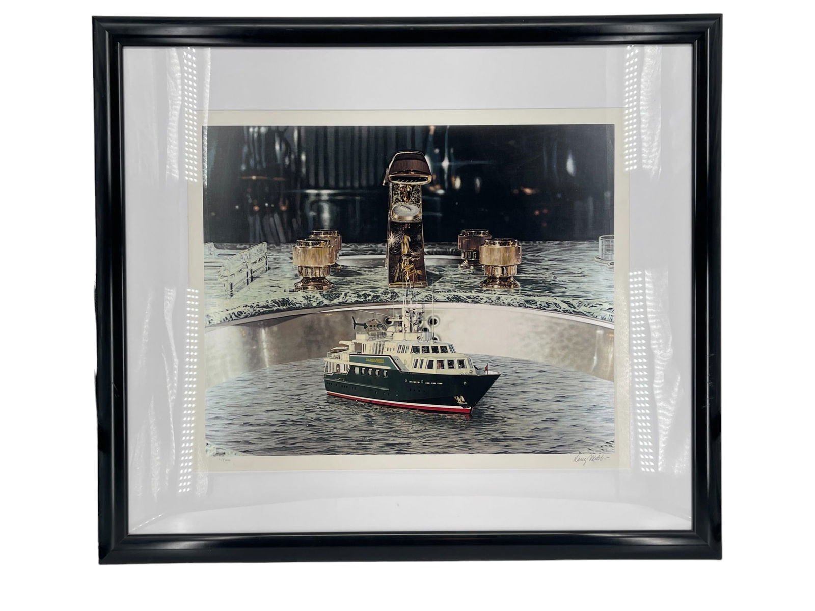 Doug Webb Ship on the Ocean - Signed Edition 165/200: Doug Webb Ship on the Ocean - Signed Edition 165/200. Size 36" x 41". Doug Webb is a fantastic surrealist painter with a terrific sense of humor. His limited edition serigraphs prints feature recogniz