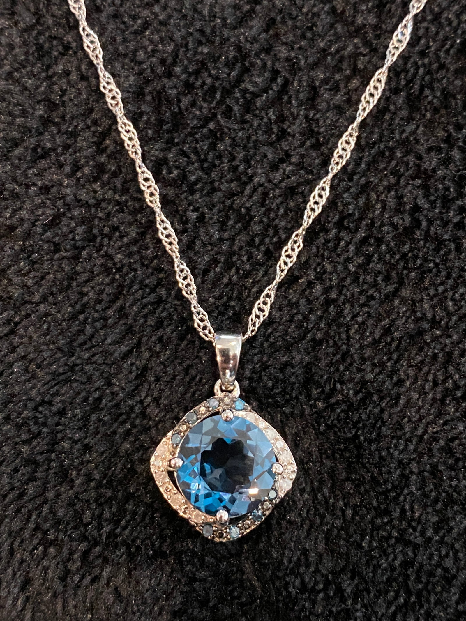 London Blue Topaz Rhodium Over Sterling Silver Pendant with Chain (1 of 3)