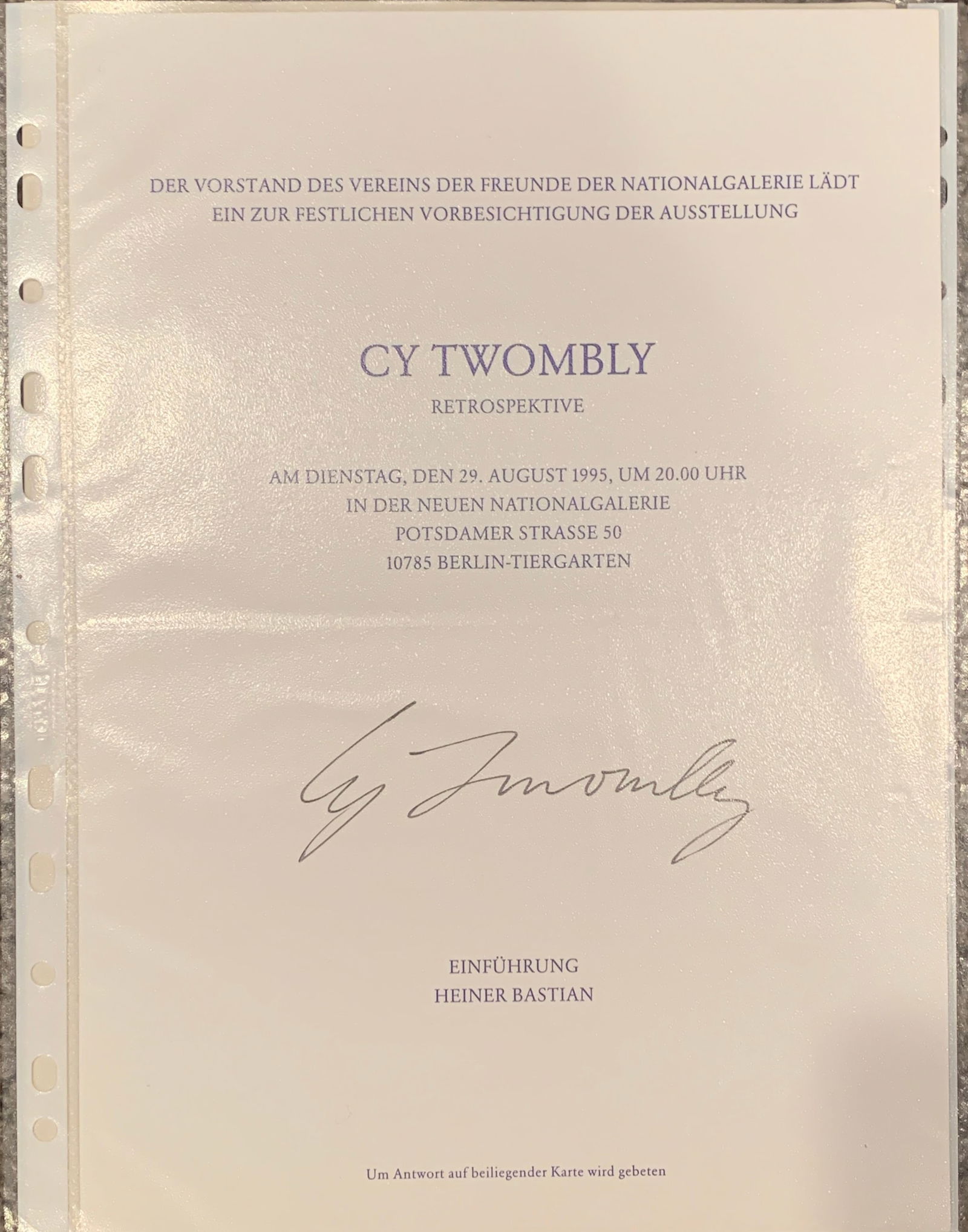 Cy Twombly - Autographed Invitation Card. (1 of 4)