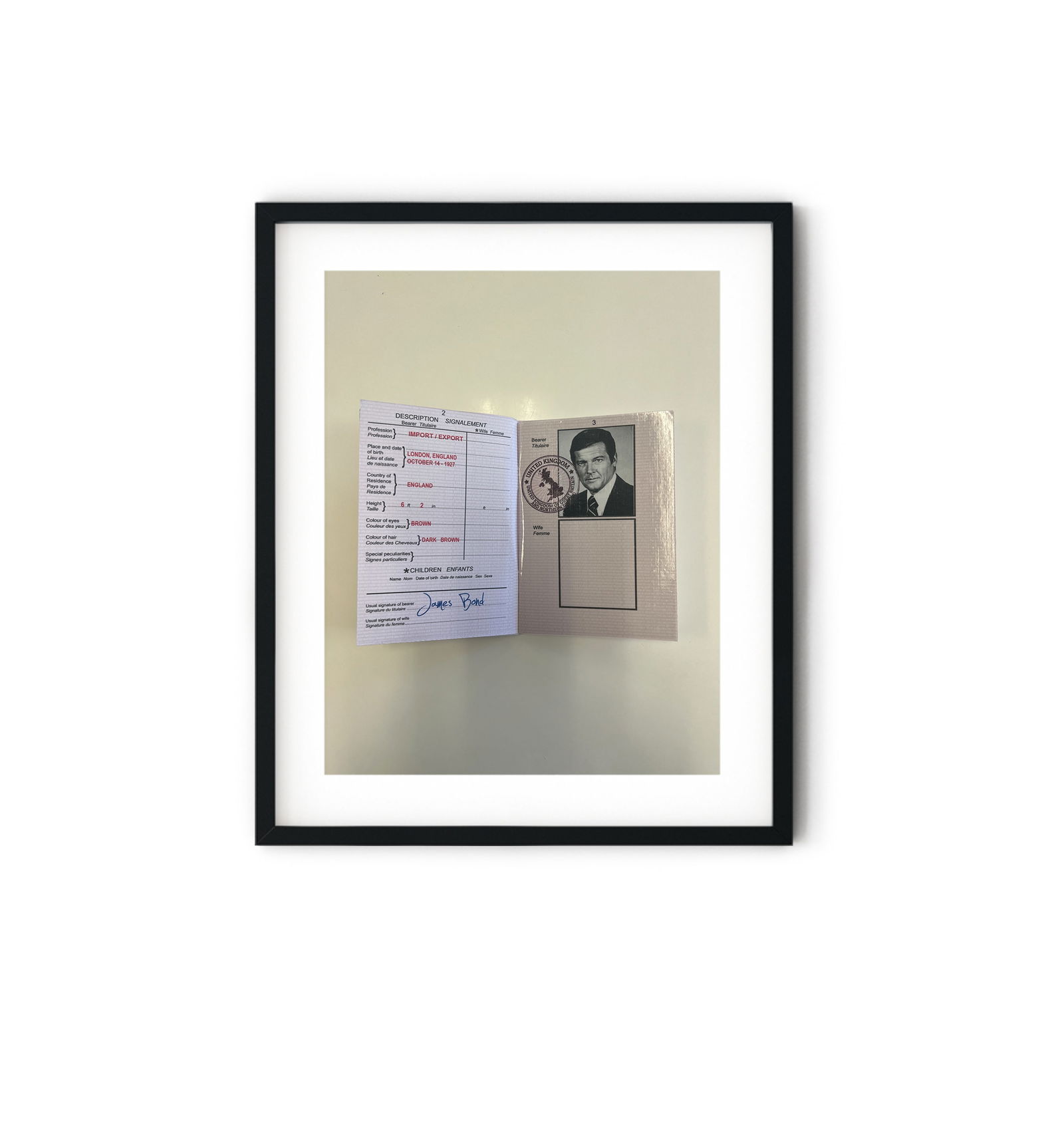 James Bond Roger Moore film passport prop (1 of 1)