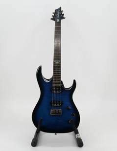 Washburn Parallaxe PXMTR20 Trevor Rabin Signature 2016 Model in Transparent Blueburst with Case: Washburn Parallaxe PXMTR20 Trevor Rabin Signature 2016 Model in Transparent Blueburst with Case. Solidbody Electric Guitar with Mahogany Body, Flame Maple Top, Maple Neck, Ebony Fingerboard, 2