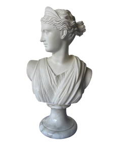 Artemis Sculpture Diana Bust Ancient Greek Goddess of Hunt Great Statue: Artemis Sculpture Diana Bust Ancient Greek Goddess of Hunt Great Statue. Artemis was one of the most widely venerated of the Ancient Greek deities. Her Roman equivalent is Diana. Homer refers to her a